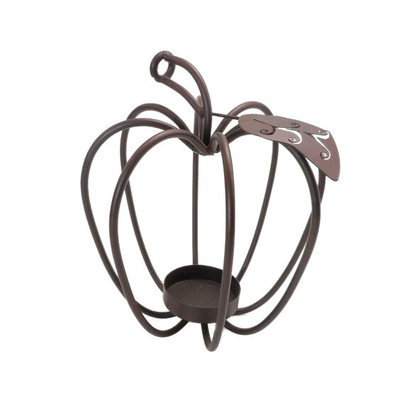 Autumn Decor Metal Apple Tealight Candle Holder Fall Harvest Apple Picking - Picture 1 of 6
